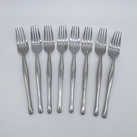Set OF 8 HAMPTON SILVERSMITHS Stainless HSV84 Dinner Forks 7 3/4” - Picture 1 of 4